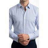 Gianco Mardini Erkek Beyaz Ince Açık Mavi Kareli Pamuklu Regular Slim Gömlek