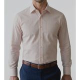 Gianco Mardini Erkek Beyaz Ince Turuncu Çizgili Pamuklu Regular Slim Gömlek - 2XL