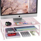 gianotter 2 Katmanlı Metal Monitör Standı, Bilgisayar Monitörü, Dizüstü Bilgisayar, Yazıcı, Ofis Malzemeleri için Ofis Masası Depolama Düzenleyici (Pembe)