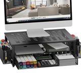gianotter Masa Bilgisayar Monitörü Çekmeceli ve 2 Kalem Tutuculu Stand Yükseltici, Masa Aksesuarları ve Çalışma Alanı Masa Düzenleyicileri, Ofis Malzemeleri için Masaüstü Düzenleyici (Siyah)