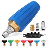 GIANTOOL Basınçlı Yıkama Turbo Nozul, 4000PSI 360° Dönen Güç Yıkama Nozulları, 1/4 "ve 3/8" Hızlı Bağlantılı, Beton, Tuğla, Araba Yolu, Veranda için 7 Basınçlı Yıkama Aksesuarları (4.0 GPM)