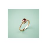 GIBYJEWEL 925 Ayar Gümüş Kırmızı Kare Taşlı Pırlanta Modeli Minimalist Tasarım Rose Kaplama Yüzük