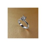 GIBYJEWEL Badem Tırnak Pırlanta Modeli 925 Ayar Gümüş Tektaş Yüzük - Taş Çapı 3 Mm- 0,10 ct