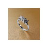 GIBYJEWEL Kare Tırnak 4 Mm Minimal Üç Taş 925 Ayar Gümüş Yüzük