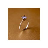 GIBYJEWEL V Kare Tırnak Pırlanta Modeli 925 Ayar Gümüş Tektaş Yüzük- Taş çapı 6,5 mm-1 ct