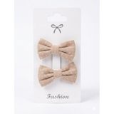 GİDEGO ACCESSORIES 2'li Keten Puantiyeli Klips Toka, Kahverengi