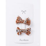GİDEGO ACCESSORIES Çiçekli Fiyonk Klipsli Toka, Kahverengi, Tek Ebat