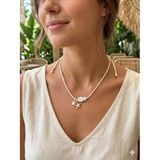 GİDEGO ACCESSORIES Deniz Yıldızı ve Balık Figürlü, İnci Detaylı, Ayarlanabilir Kordon Kolye (Beyaz)
