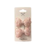 GİDEGO ACCESSORIES İkili Kelebek Fiyonk Toka, Pembe, Stil-1