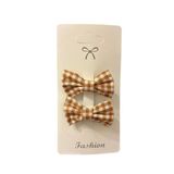 GİDEGO ACCESSORIES Kareli Fiyonk Klipsli Toka, Hardal, Tek Ebat