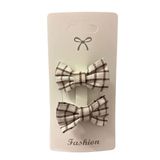 GİDEGO ACCESSORIES Kareli Fiyonk Klipsli Toka, Kahverengi, Tek Ebat