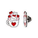GİDEGO ACCESSORIES Kedi ve Kalp Tasarımlı Emaye Rozet