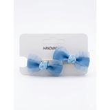GİDEGO ACCESSORIES Mavi Mini Fiyonk Kurdele Saç Tokası, 2'li Set (Model-6)