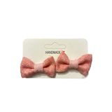 GİDEGO ACCESSORIES Pembe Mini Fiyonk Kurdele Saç Tokası, 2'li Set (Model-3)