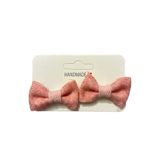GİDEGO ACCESSORIES Pembe Mini Fiyonk Kurdele Saç Tokası, 2'li Set (Model-3)