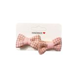 GİDEGO ACCESSORIES Pembe Mini Fiyonk Kurdele Saç Tokası, 2'li Set (Model-6)