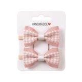 GİDEGO ACCESSORIES Pembe Mini Fiyonk Kurdele Saç Tokası, 2'li Set (Model-9)