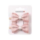 GİDEGO ACCESSORIES Pembe Mini Fiyonk Kurdele Saç Tokası, 2'li Set (Model-9)