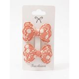 GİDEGO ACCESSORIES Pembe Seri Fiyonk Saç Tokası, Kumaş Kelebek Tasarım, Büyük Boy, 2'li Set (Stil-1)