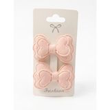 GİDEGO ACCESSORIES Pembe Seri Fiyonk Saç Tokası, Kumaş Kelebek Tasarım, Büyük Boy, 2'li Set (Stil-3)