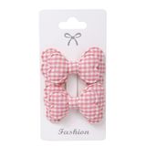 GİDEGO ACCESSORIES Pembe Seri Fiyonk Saç Tokası, Kumaş Kelebek Tasarım, Büyük Boy, 2'li Set (Stil-4)