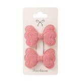 GİDEGO ACCESSORIES Pembe Seri Fiyonk Saç Tokası, Kumaş Kelebek Tasarım, Büyük Boy, 2'li Set (Stil-5)
