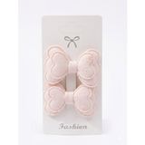 GİDEGO ACCESSORIES Pembe Seri Fiyonk Saç Tokası, Kumaş Kelebek Tasarım, Büyük Boy, 2'li Set (Stil-6)