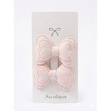 GİDEGO ACCESSORIES Pembe Seri Fiyonk Saç Tokası, Kumaş Kelebek Tasarım, Büyük Boy, 2'li Set (Stil-6)