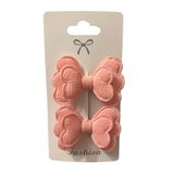 GİDEGO ACCESSORIES Pembe Seri Fiyonk Saç Tokası, Kumaş Kelebek Tasarım, Büyük Boy, 2'li Set (Stil-7)