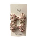 GİDEGO ACCESSORIES Pembe Seri Fiyonk Saç Tokası, Kumaş Kelebek Tasarım, Büyük Boy, 2'li Set (Stil-8)