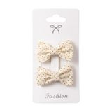 GİDEGO ACCESSORIES Puantiyeli Fiyonk Klipsli Toka, Krem, Tek Ebat