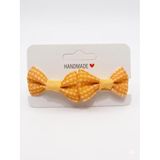 GİDEGO ACCESSORIES Sarı Mini Fiyonk Kurdele Saç Tokası, 2'li Set (Model-6)
