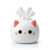 GİDEGO ACCESSORIES Sevimli Kedi Tasarımlı Mendil Kutusu (Beyaz)
