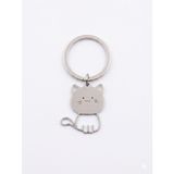GİDEGO ACCESSORIES Sevimli Kedi ve Balık Figürlü Anahtarlık, Gümüş