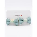 GİDEGO ACCESSORIES Yeşil Mini Fiyonk Kurdele Saç Tokası, 2'li Set (Model-4)