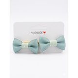 GİDEGO ACCESSORIES Yeşil Mini Fiyonk Kurdele Saç Tokası, 2'li Set (Model-4)