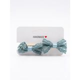 GİDEGO ACCESSORIES Yeşil Mini Fiyonk Kurdele Saç Tokası, 2'li Set (Model-5)