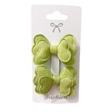 GİDEGO ACCESSORIES Yeşil Seri Fiyonk Saç Tokası, Kumaş Kelebek Tasarım, Büyük Boy, 2'li Set (Stil-3)