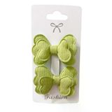 GİDEGO ACCESSORIES Yeşil Seri Fiyonk Saç Tokası, Kumaş Kelebek Tasarım, Büyük Boy, 2'li Set (Stil-3)