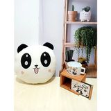 GiFa Store Ikili Peluş Panda Yastık ve Ahşap Kutulu Panda Temalı Seramik Kupa Bardak Hediye Seti - Beyaz