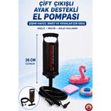 giffy 48 cm Çift Hava Çıkışlı 3 Adaptörlü Ayaklı Büyük Boy El Pompası Şişme Yatak Deniz Yatağı