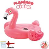 Giffy Büyük Boy Flamingo Binici Şişme Deniz Yatağı 140x125x90 cm 2 Tutma Kollu Havuz Oyuncağı Yama Hediyeli - Pembe - 178x135 cm