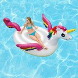 Giffy Dev Unicorn Deniz Yatağı Şişme Binici Ada Tutmaçlı Havuz ve Deniz Botu 3 Boy Seçeneğiyle - Beyaz - 287x193x165 cm