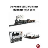 giffy Işıklı Sesli Buharlı Tren Seti 30 Parça – Gerçek Buhar Efektli, Klasik Lokomotif Oyuncak Tren (135 cm Ray)