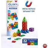 giffy Manyetik Yapı Blokları - 32 Parça Seyahat Tipi Mini Bloklar Metal Saklama Kutulu Çanta Boy Renkli