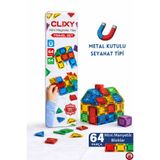 giffy Manyetik Yapı Blokları - 64 Parça Seyahat Tipi Mini Bloklar Metal Saklama Kutulu Çanta Boy Renkli