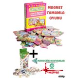 giffy Oyuncak 2-3 Parça Tamamlama Kartları Hayvanlar Puzzle Yapbozve Mnayetik Hayvan Set🎁
