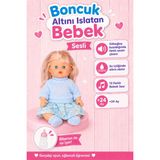 Giffy Oyuncak 30 cm Sesli Altını Islatan Boncuk Bebek Biberonlu Emzikli 12 Farklı Sesli Pilli Bebek - Mavi