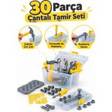 Giffy Oyuncak 30 Parça Çantalı Oyuncak Tamir Seti Çekiç Tornavida Pense Anahtar Testere Vidalama Çivi Çakma Vidalama Oyunu Çocuk Alet Seti - Gri