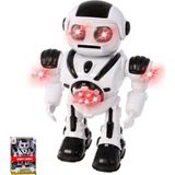 Giffy Oyuncak Disk Atan Robot Pilli Işıklı ve Müzikli 25 cm Dev Robot Eğlenceli Etkileşimli Sesli ve Hareketli Robot (Siyah-Mavi)